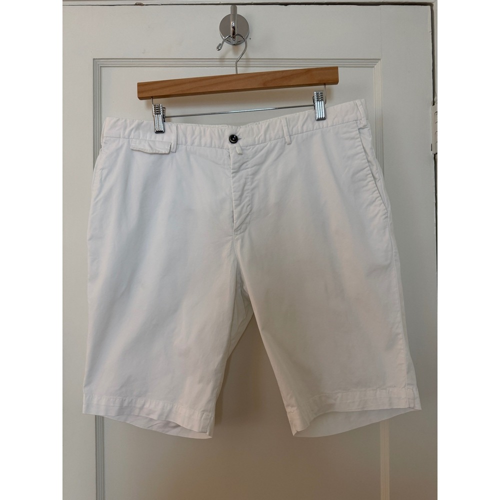 PT Torino Bermuda Shorts Mens 54 White Stretch Cotton Flat Front Tailored Casual